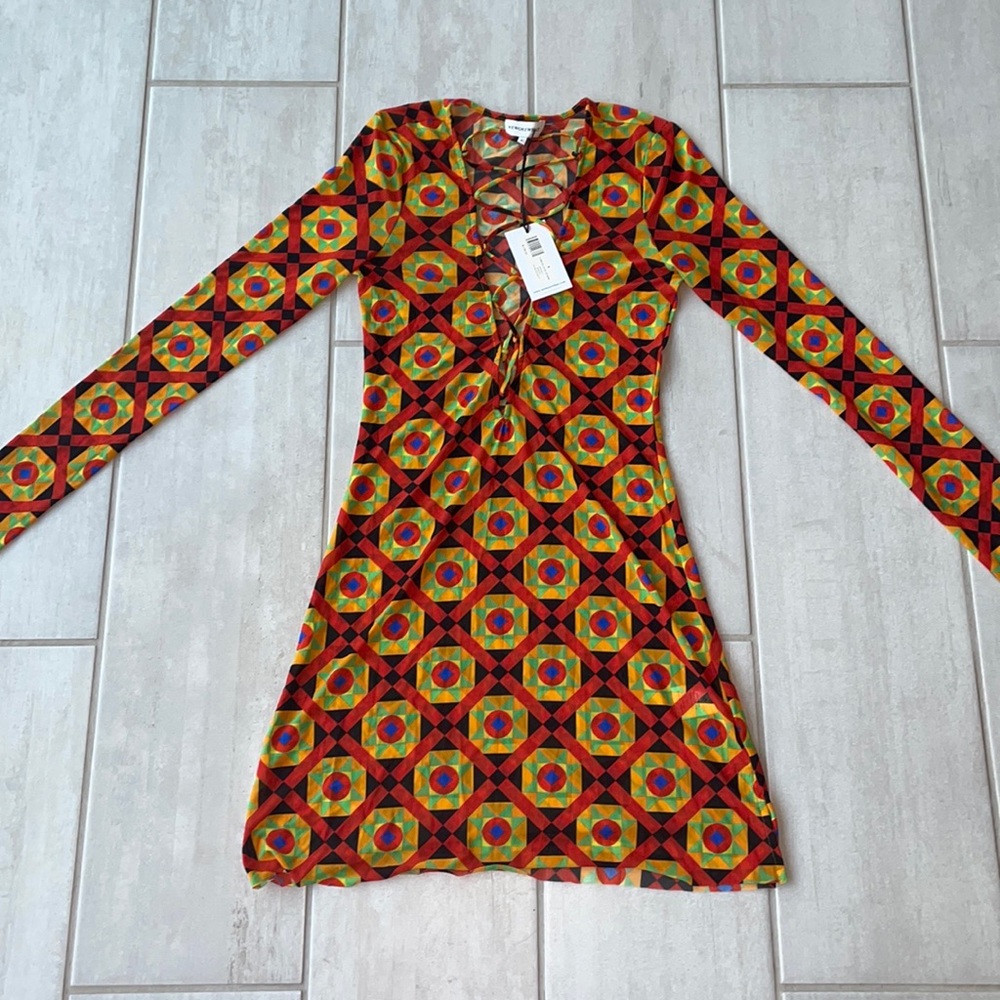 WeWoreWhat mosaic mesh print dress size small brand new with tags